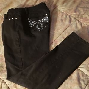EARL JEANS Black, Embellished Rhinestones sz 10p